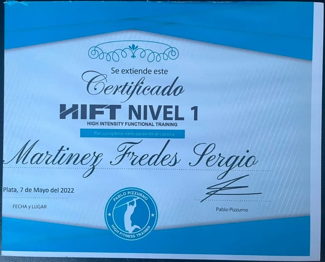 Certificado: HIFT Nivel 1 — High Intensity Functional Training