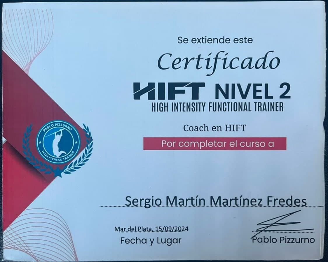Certificado: HIFT Nivel 2 — High Intensity Functional Trainer